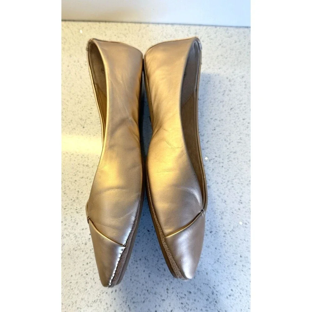 Yosi Samra Womens Valentina Flats Leather Metallic Rose Gold Slip On Mule Sz 9